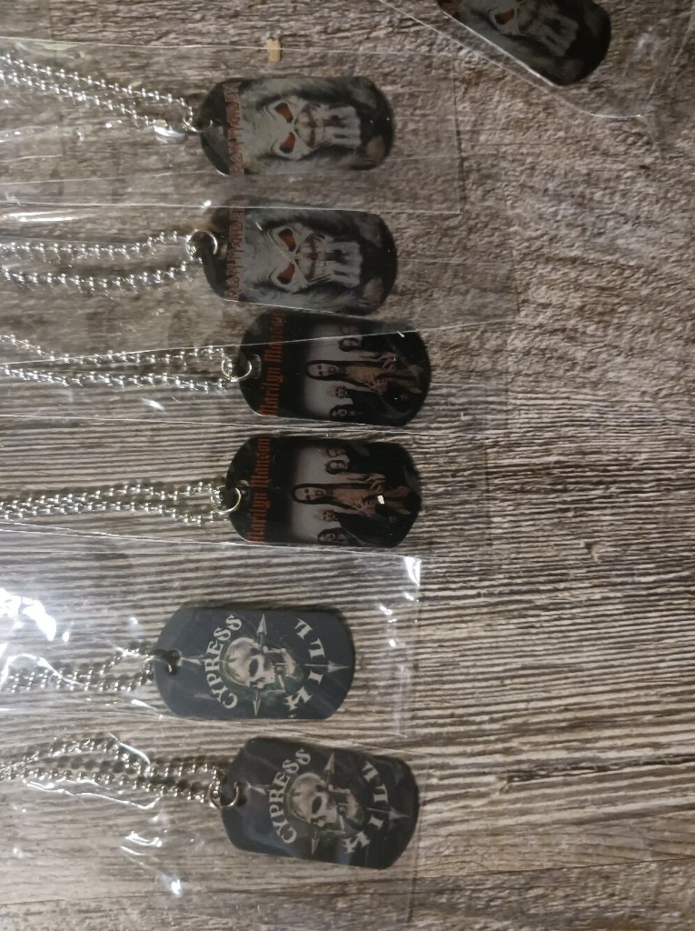 Iron Maiden ,Marilyn Manson , Cypress Hill Dog Tag Rock N Roll Party Pack of 42
